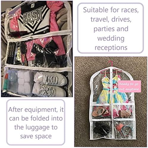 WJWSKI Clear Kids Dance Garment Bag for Hanging Clothes,35 Inch Waterproof PVC Travel Garment Bag with 3 Pockets for Dance Costumes,Sports,Skating,Theatre,Beauty Pageants & More - Image 6