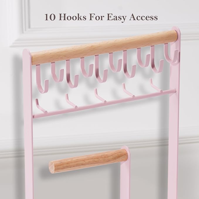 ProCase Cute Jewelry Stand, Aesthetic Jewelry Organizer for Dresser Vanity, Jewelry Holder Display for Necklaces Earrings, Gifts for Teen Girls Women, Bedroom Dorm Decor -Large, Pink