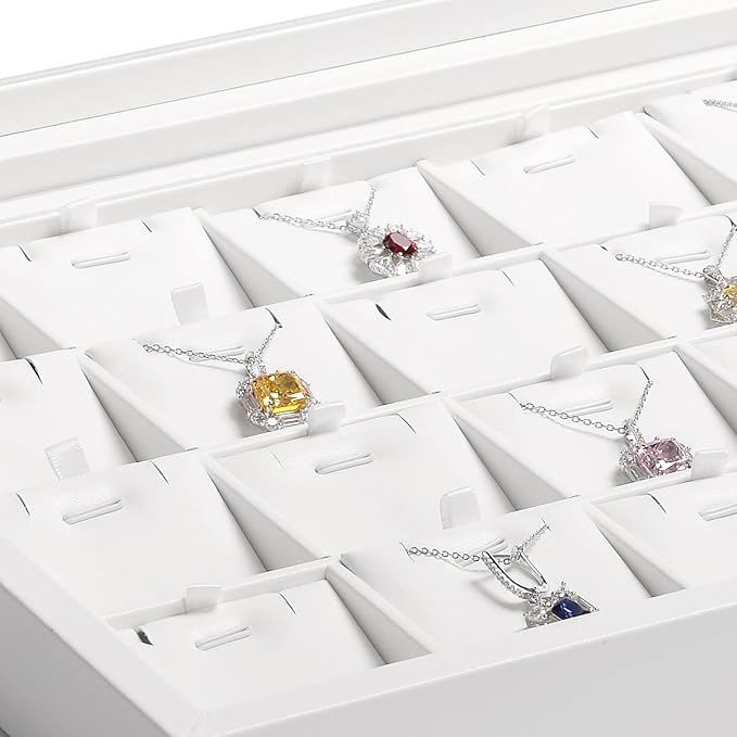 Oirlv White Jewelry Organizer Box with Acrylic Lid Ring Display Storage Case Jewelry Box for Women