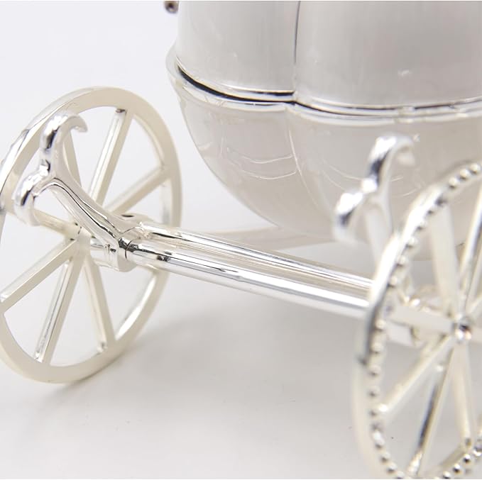 LASODY Crystal Cinderella Pumpkin Carriage Decorative Hinged Jewelry Trinket Box Unique Gift for Family,Jewelry Chests Wedding Valentine‘ Day, Mother’s Day Gifts (Small, Pumpkin Car Jewelry Box)