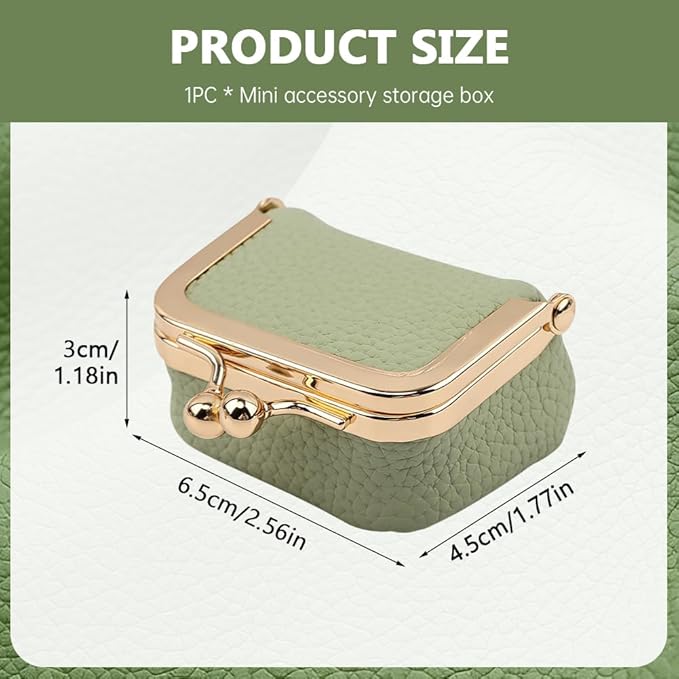 PU Leather Mini Jewelry Box, Vintage Portable Mini Jewelry Organizer with Kiss Lock, Compact Travel Case for Rings, Earrings, Necklaces - Ideal Gift for Women