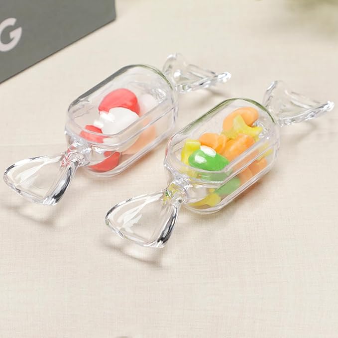 FZBNSRKO 50 Pcs Clear Candy Shaped Jewelry Box,Mini Jewelry Organizer Boxes Lovely Plastic Candy Container DIY Jewelry Accessories for Wedding Party Travel Valentine's Day(transparent)