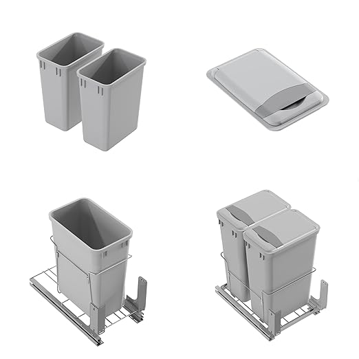 Dowell 35Qt Wastebasket Trash Container, 9Gal, Plastic, Stackable, for Kitchen/Bathroom/Office, Fits Under Sink/Desk - Grey (1, 35 QT)