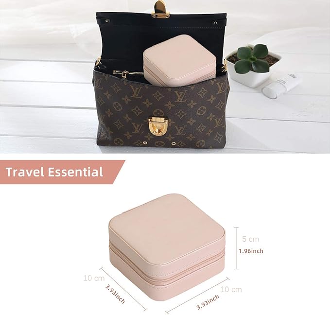 Mini Jewelry Travel Case,Small Travel Jewelry Organizer,Travel Portable Jewelry Case for Ring, Pendant, Earring, Necklace, Bracelet Organizer Storage Holder Boxes (Pink)