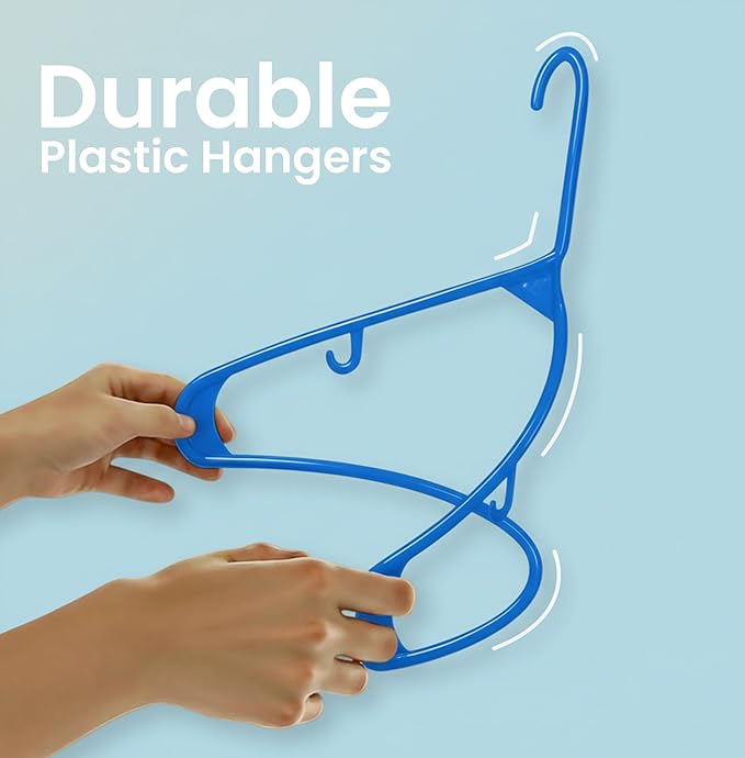 Utopia Home Plastic Hangers 30 Pack - Clothes Hanger with Hooks - Durable & Space Saving (Blue)