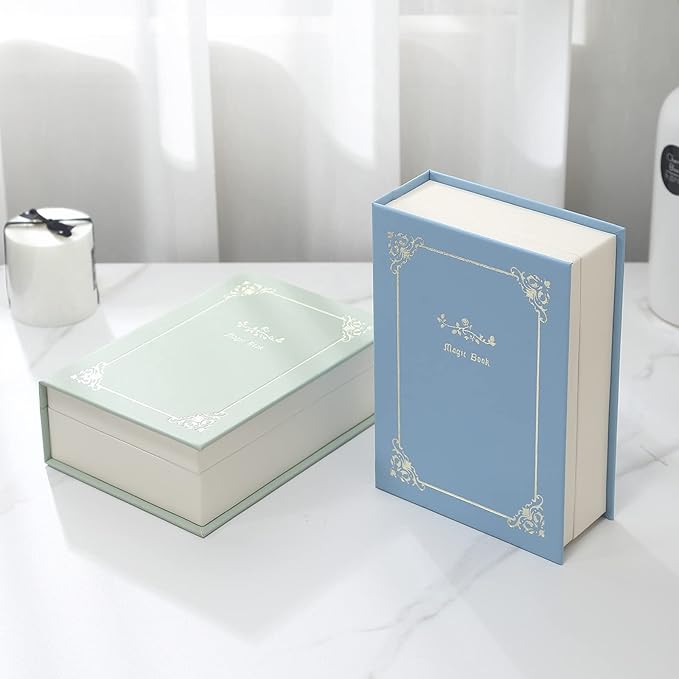 PU Leather Book Jewelry Organizer Box with Magnetic Closure, Stylish Jewelry Box for Women and Girls,Travle Jewelry Case for Rings Necklaces Earring (Blue)