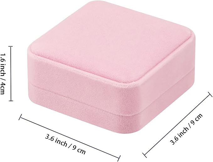 LETURE 4 Pieces Classic Velvet Bracelet Bangle Pendant Necklace Gift Box, Travel Jewelry Box Display Storage Case for Gift, Wedding, Engagement, Proposal, Birthday (4PCS Bracelet-PINK)