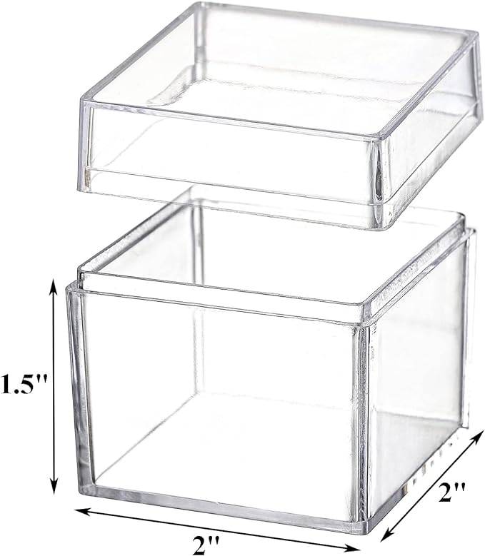 Okllen 36 Pack Acrylic Boxes with Lid, Clear Square Cubes Treat Gift Boxes Candy Storage Container for Candy, Little Trinkets, Jewelry, Party Favor, 2''x2''x2''/5x5x5CM