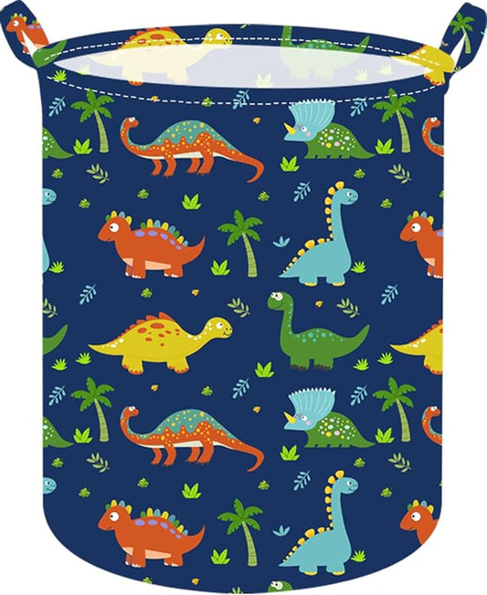 Collapsible Kids Laundry Basket Clothes Hamper, Foldable Storage Organizer Bin, Toy Clothes Storage with Handles for Boys Girls Bedroom, Room Decor Dinosaur