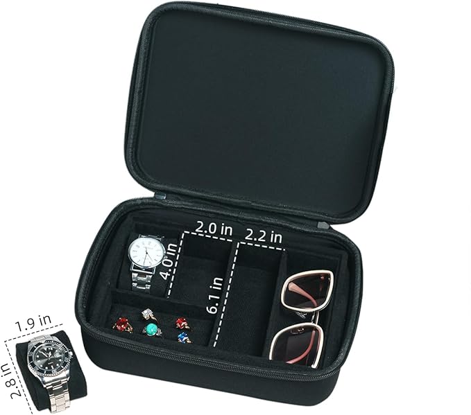 Eyeglasses Watches Jewelry Display Versatile Portable 5Slot Travel Jewelry Box Sunglasses Organizer Rings Zippered Holder Bag