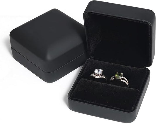 Velvet Ring Gift Box, Small Jewelry Earring Studs Holder Case for Wedding Day, Proposal, Engagement, Anniversary, Ring Display Storage Box for Women Girl (Black S)