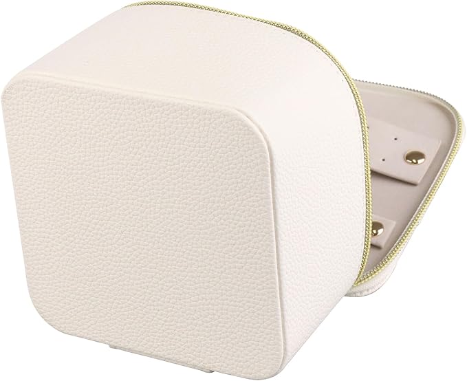 HofferRuffer Jewelry Box Organizer for Women Girls, Travel Jewelry Case with 6 Portable Zipper Bags, Jewelry Storage Ideal for Travel & Home Organization (6pcs-CreamWhite Faux Leather)
