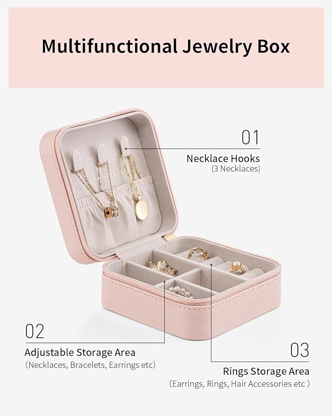 VLANDO Travel Jewelry Box, Small Jewelry Travel Organizer Case for Girls Women - Pink*6 pack