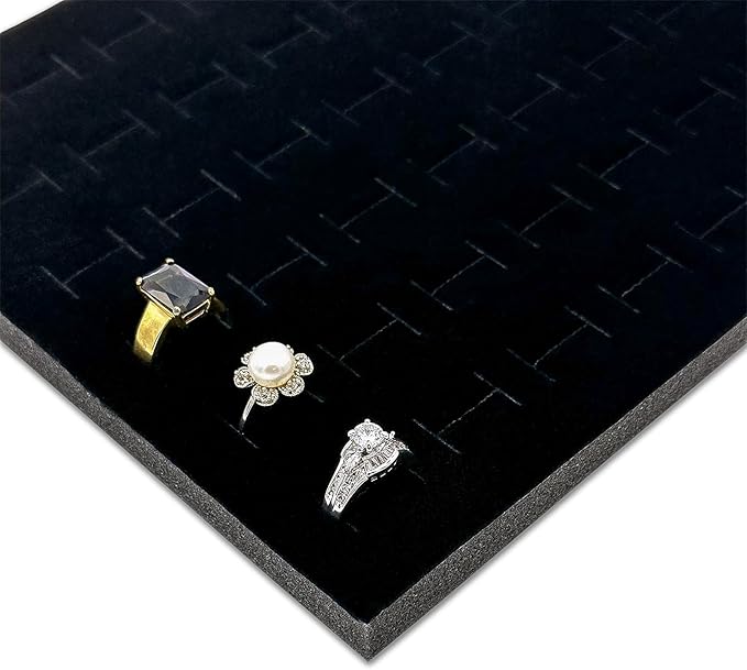 TheDisplayGuys For Your Modern Living 2-Pack 72-Ring Holders Velvet Foam Padding Jewelry Inserts - Tray/Case Liners - Retail Display, Storage (Black) by The Display Guys