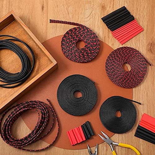 Xuniea 96ft Wire Loom Braided Cable 1/2, 1/4, 3/8 Inch,Black and Red - Image 5
