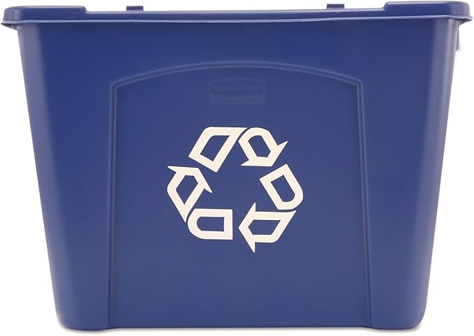 Rubbermaid Commercial Products, Recycling Bin/Box, Stackable, 14 GAL, Blue, for Indoors/Outdoors/Garages/Homes/Commercial Facilities