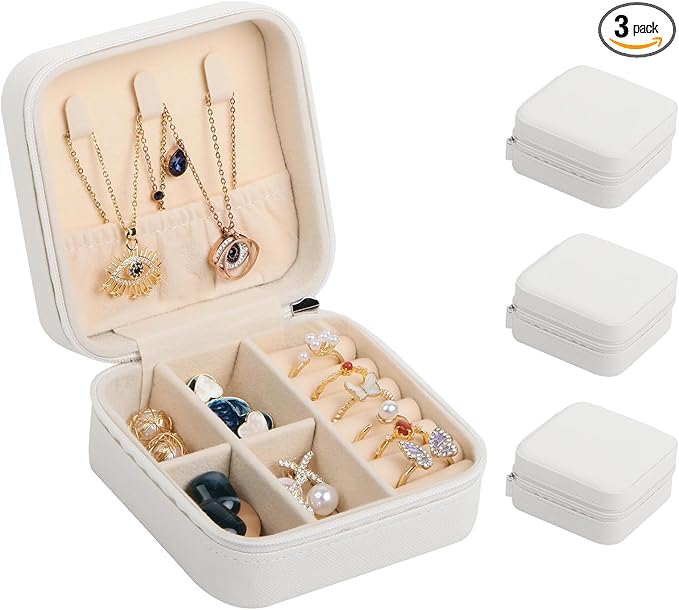 17Dec 3-Pack Small Travel Jewelry Case Organizer,Mini Travel Essentials for Women,Bridesmaid Gifts Birthday Gifts for Women,Small Jewelry Box for Girls 8-12