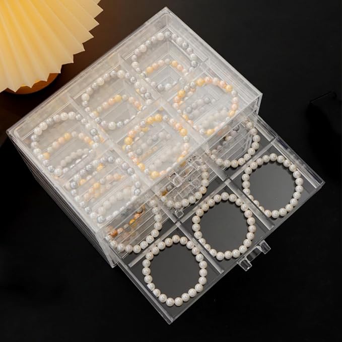 YUFONG Earring Storage Box Organizer 5 Drawers Jewelry Organizer Acrylic Jewelry Storage Box Holder Compartment Transparent Display Storage Case Gift for Women Girls (30 Girds)