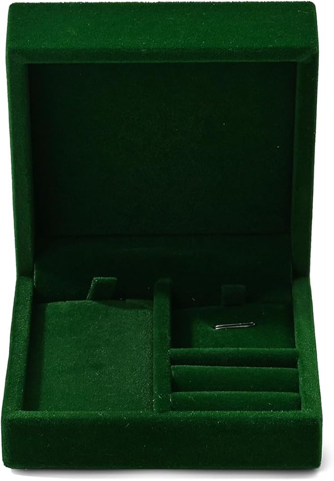 3 in 1 Velvet Jewelry Set Gift Box Earring Gift Box Ring Necklace Boxes Small Jewelry Storage Boxes for Travel Birthday Mother's Day Valentine's Day Gifts (Dark Green)