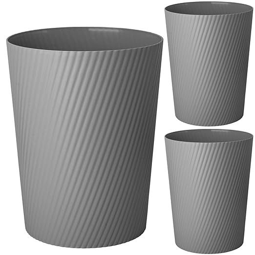 UUJOLY Small Trash Can Wastebasket Garbage Can Container Bins for Bathrooms, Laundry Room, Kitchens, Offices, Kids Rooms, Dorms (Dark Grey, 3 Pack)