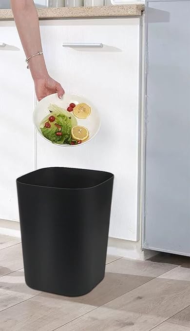 Besli 2 Gallon Small Trash Can Garbage Can Wastebasket for Bathroom Bedroom Kitchen Office (White+Black, 4 Pack)