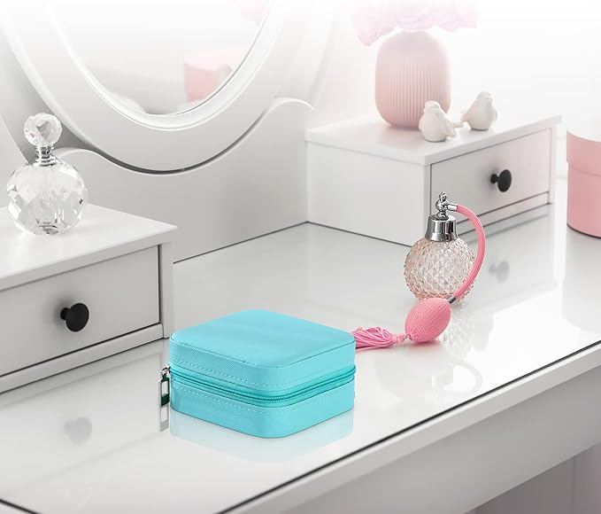 TRODANCE Mini Jewelry Case, Small Travel Jewelry Organizer, Portable Jewelry Box Mini Storage Organizer Display Box For Rings Earrings Necklaces (4Color-4pack)