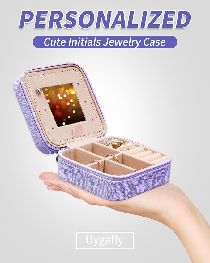 Uygafly Jewelry Case - Fashion Jewelry Box | Customized Mother's Day Gift, Birthday Gift for Mom | Lavender,C
