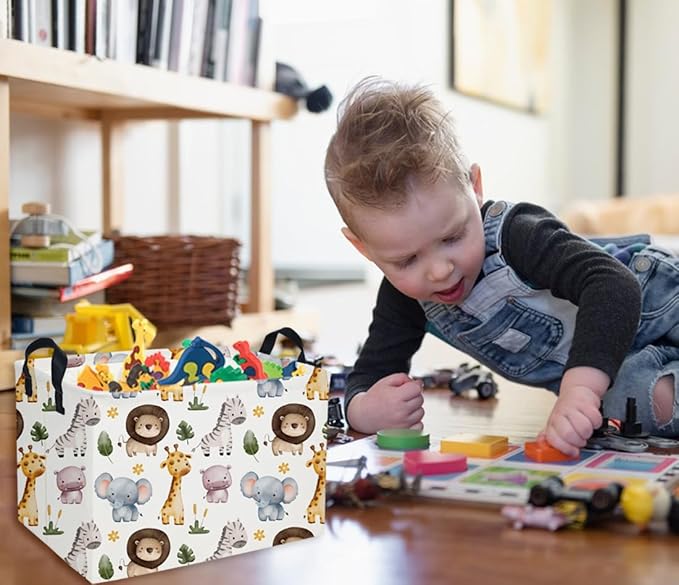 Rectangular Kids Basket Animals Storage Baskets Cute Basket Toy Storage Bin Zoo Room Decor for Home(Zoo)