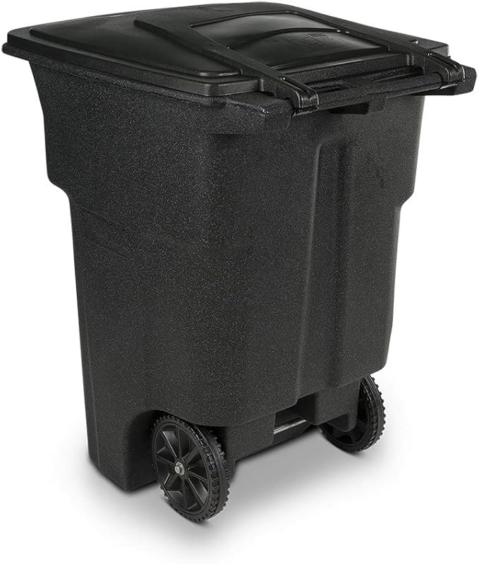 Toter 79296-R1209 96 Gallon Blackstone Trash Can with Wheels and Attached Lid