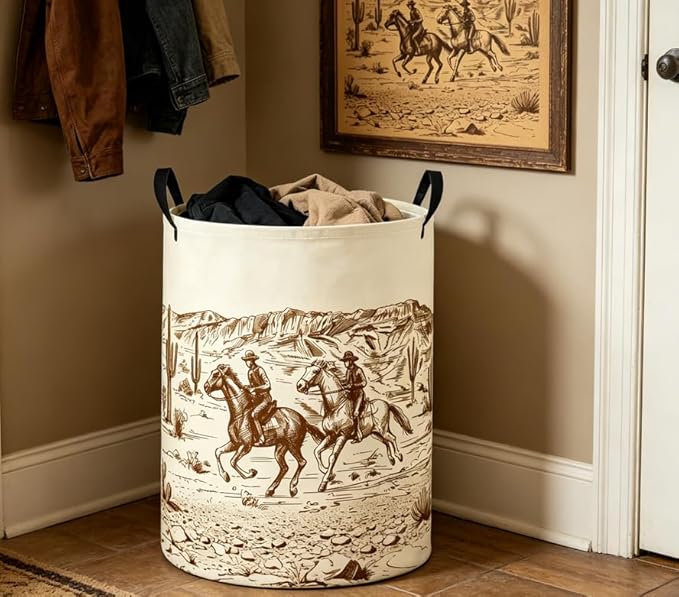 Baby Laundry Basket Baby Nursery Hamper Kids Laundry Basket Toy Storage Bin for Boys Room Decor Gift Baskets for Bedroom Bathroom(Cowboy)