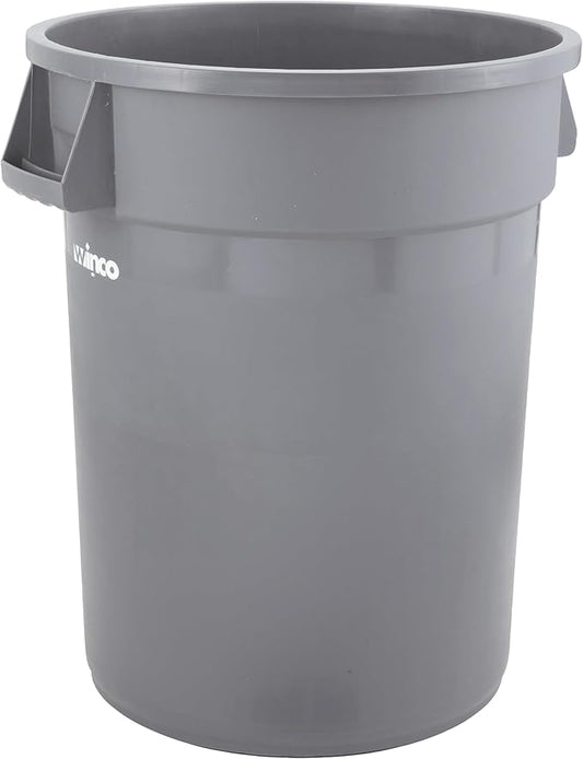 Winco PTC-10G Round Trash Can, 10 Gallon, Plastic, Gray
