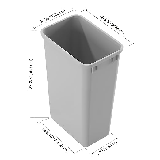 Dowell 50Qt Wastebasket Trash Can Garbage Container, for Home/Kitchen/Office, Grey - (Can Only) 1PC