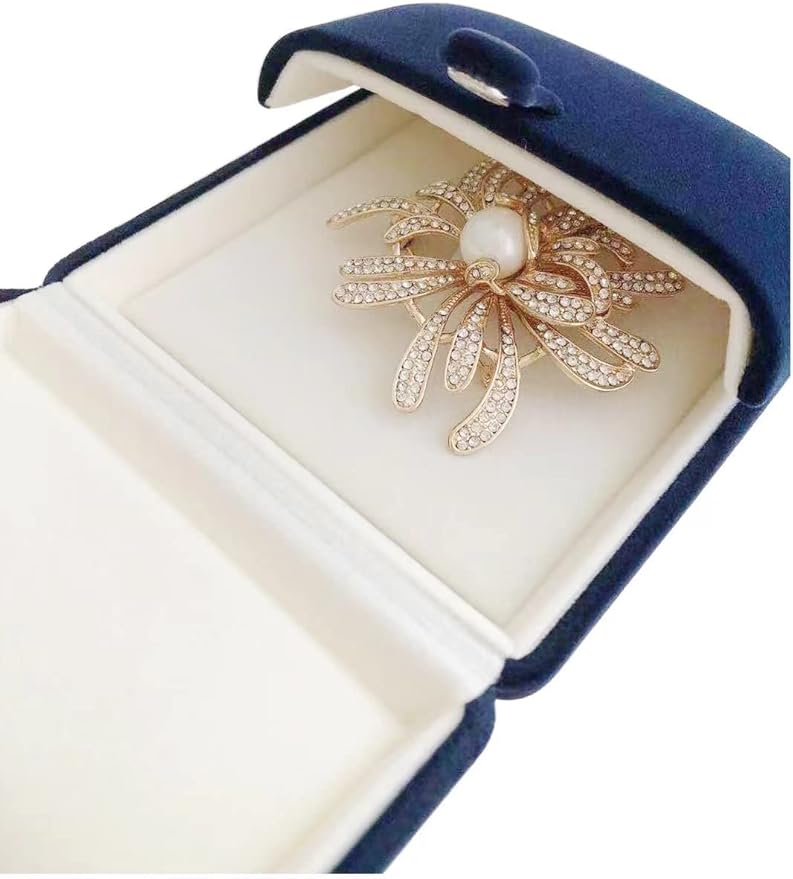 Navy Blue High End Luxurious Velvet Jewelry Box for Brooch Honorary Pin Badge Box Special Presentation Premium Grade Unique Design (Jewelry is not included)
