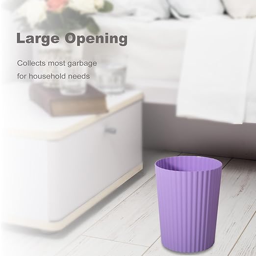JiatuA Small Trash Can Plastic Wastebasket Round Garbage Container Bin for Bathroom, Kitchen, Bedroom, Home Office, College Dorm, Taro Purple 2 Pack