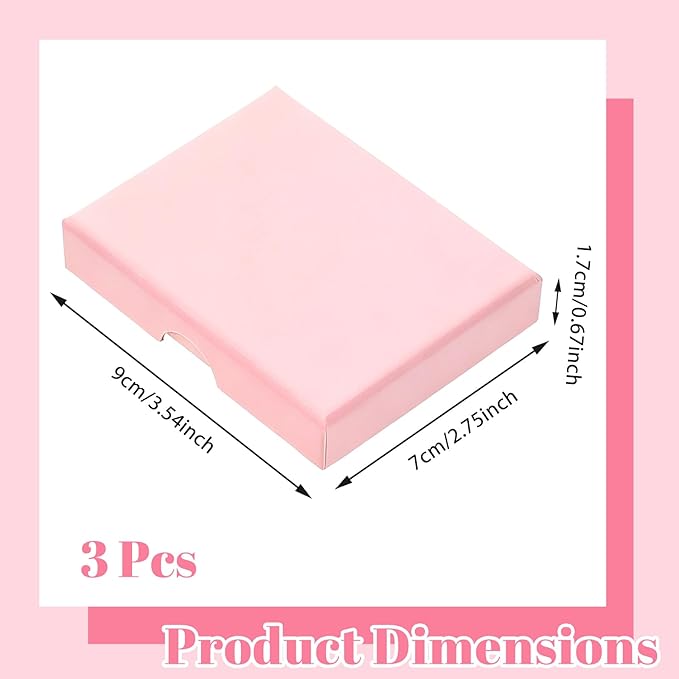 3 Pack Small Jewelry Gift Box, Necklace Bracelet Earring Cardboard Organizer, Cardboard Jewellery Box with Lids, Square Jewellery Gift Boxes for Birthday Xmas Christmas Wrapping (Light Pink)
