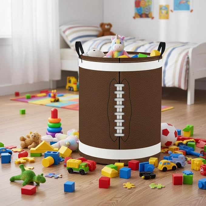 Baby Laundry Basket Baby Nursery Hamper Kids Laundry Basket Toy Storage Bin for Boys Room Decor Gift Baskets for Bedroom Bathroom(Football)