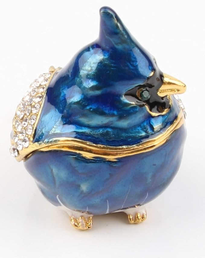 SEVENBEES Bird Trinket Box Metal Enameled Animal Figurines Collectable Wedding Jewelry Ring Holder Organizer