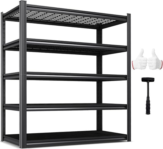 59" W Storage Shelves,5 Tier Adjustable Heavy Duty Storage Shelves,Quick Assembly Standing Garage Storage,Utility Metal Wire Shelving Unit for Warehouse,Basement,Shop,59" W X 19.7" D X 72" H