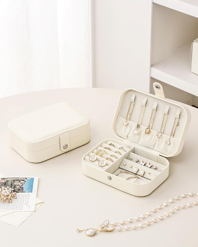 CASEGRACE Jewelry Box For Women Portable Travel Jewelry Case for Necklace Earring Rings Jewelry Holder Case Gift Box Girls
