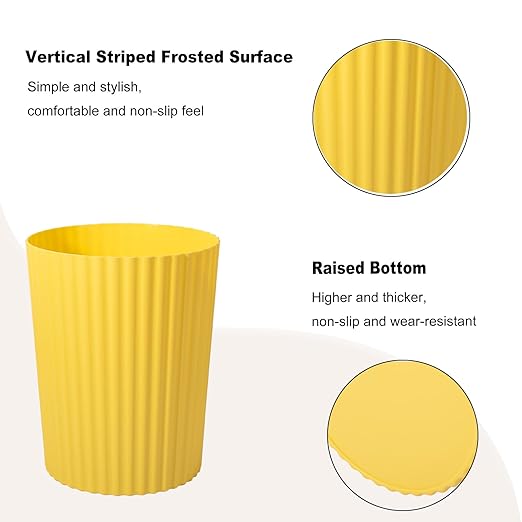 JiatuA Small Trash Can Plastic Wastebasket Round Garbage Container Bin for Bathroom, Kitchen, Bedroom, Home Office, College Dorm, Yellow
