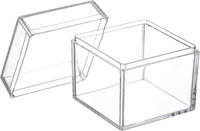 Okllen 36 Pack Acrylic Boxes with Lid, Clear Square Cubes Treat Gift Boxes Candy Storage Container for Candy, Little Trinkets, Jewelry, Party Favor, 2''x2''x2''/5x5x5CM
