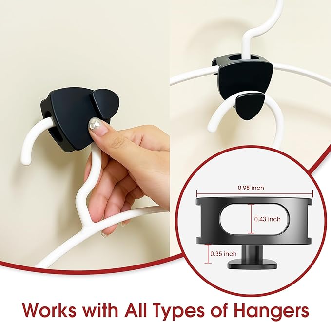 Latoxcaa Space Saving Standard Hanger Hooks 100Pcs, Upgrade Heavy Duty Space Saver Hangers Connector Hooks for Clothes, Premium Hanging Closet Organizer for Dorm, Ganchos para Colgar Ropa, Black