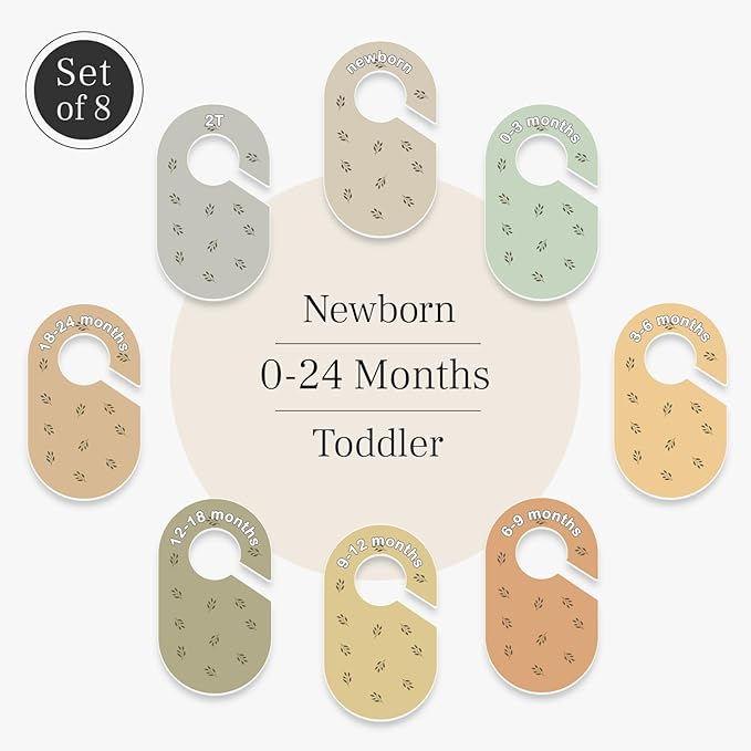 Eli with Love Baby Closet Dividers (Leaves) - Ideal Baby Clothes Dividers – Organize Nursery Closet Hangers by Size/Age