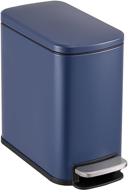 SIMPLI-Magic 6L/1.6G Stainless Steel Bathroom Trash Can with Hands-Free Foot Pedal, Quiet Soft-Close Lid, Compact Space-Saving Size