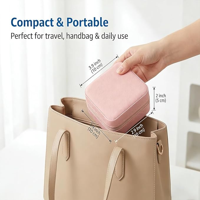 Jewelry Box for Women Girls, Small Travel Jewelry Organizer, Mini Portable Jewelry Storage Case as Small Gifts for Women, Pink