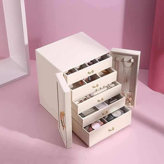 Cute Jewelry Box for Women teen Girls Jewelry Organizer Large Jewelry Organizers and Storage Faux Leather Jewelry Storage Jewlery Box Jewellery Box Joyeros Organizador De Mujer