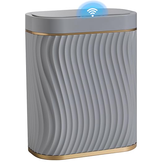 Ogikey Bathroom Small Trash Can with Automatic Touchless Lid, 2.6 Gallon Smart Garbage Can Narrow Waterproof Trash Bin for Bedroom, Office, Living Room