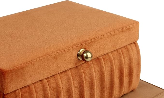 HofferRuffer Velvet Decorative Boxes, Jewelry Boxes Storage Accessory Organizer Boxes with Elegant Handle Decor, Classic Velvet Set of 2 Pieces (Brown)