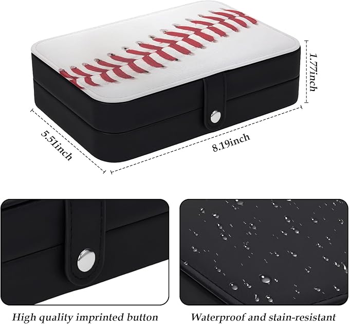 Personalized Jewelry Travel Case Small Jewelry Boxes for Women Men Portable Jewellery Organizer Box Travel Necklaces Rings Earrings Bracelets Holder Box Birthday Christmas Gifts Baseball