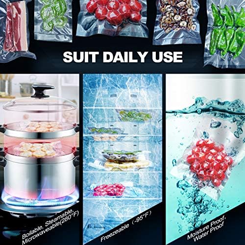 CANLENPK 9.8x13.8 Inch/25x35cm Vacuum Food Seal Bags,Large Food Vacuum Storage Sealer Bag,Seal Meal Snack Fruit Nut Tea Cookie Bean,Boil Steam Heat Freezer Sous Vide Vacum Bag (100PCS) - Image 5